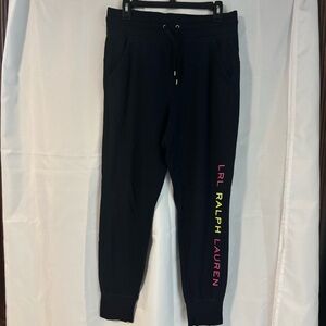 Lauren Ralph Lauren Women Joggers Relaxed Fit Side Logo Navy Blue Size medium